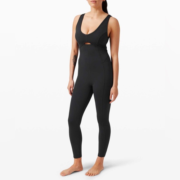 lululemon athletica Pants - Lululemon Athletica Get Centered Onesie Jumper Romper in Nulu Fabric Black, 12